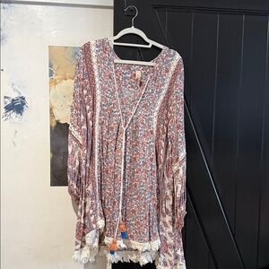 RAGA Long Sleeve Floral Dress - Pink and White